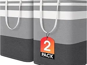 2 Pack Large Laundry Baskets, Waterproof, Freestanding Laundry Hampers