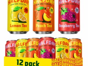 HALFDAY Prebiotic Iced Tea Lemon, Peach & Raspberry Variety Pack